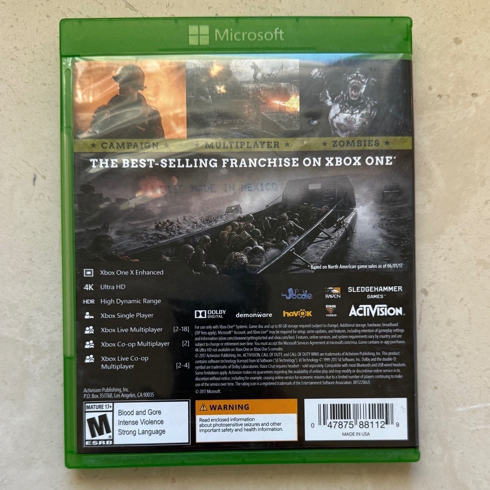 Call of Duty WWII Xbox One Game Disc Tested Works 4K HDR FPS Shooter - Picture 2 of 3